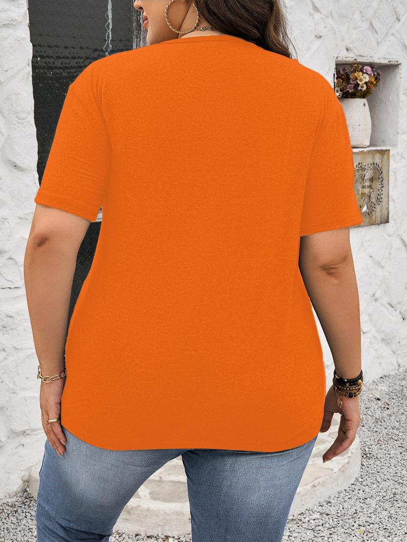 Product Introduction of 【Plus Size】 Milk Cow Print Round Neck Tee, Fashion Casual Crew Neck Short Sleeve T-Shirt for Daily Outdoor Wear, Women Plus Clothing for Summer 4