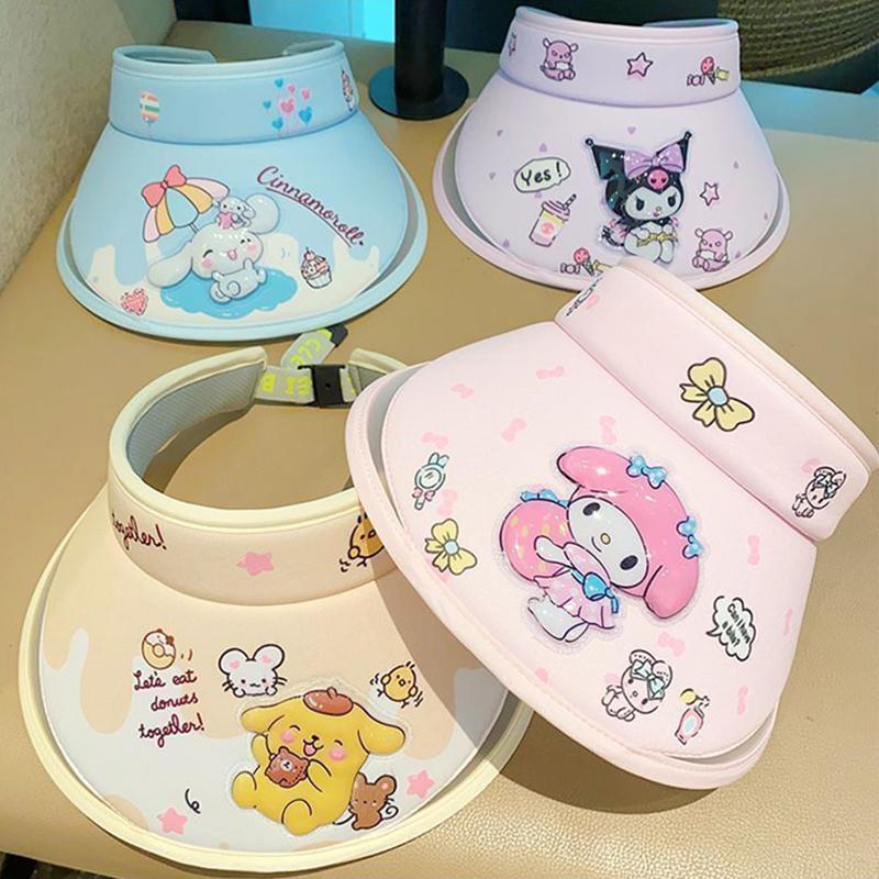 Mũ Trẻ Em, Sanrio, Thiết Kế Kuromi, Phong Cách Hoạt Hình, Mũ Che Nắng, Thích Hợp Cho Mùa Hè, Cho Bé Gái, Chống Nắng Và Chống Tia Cực Tím, Kiểu Đầu Rỗng, Mũ Chống Nắng 0