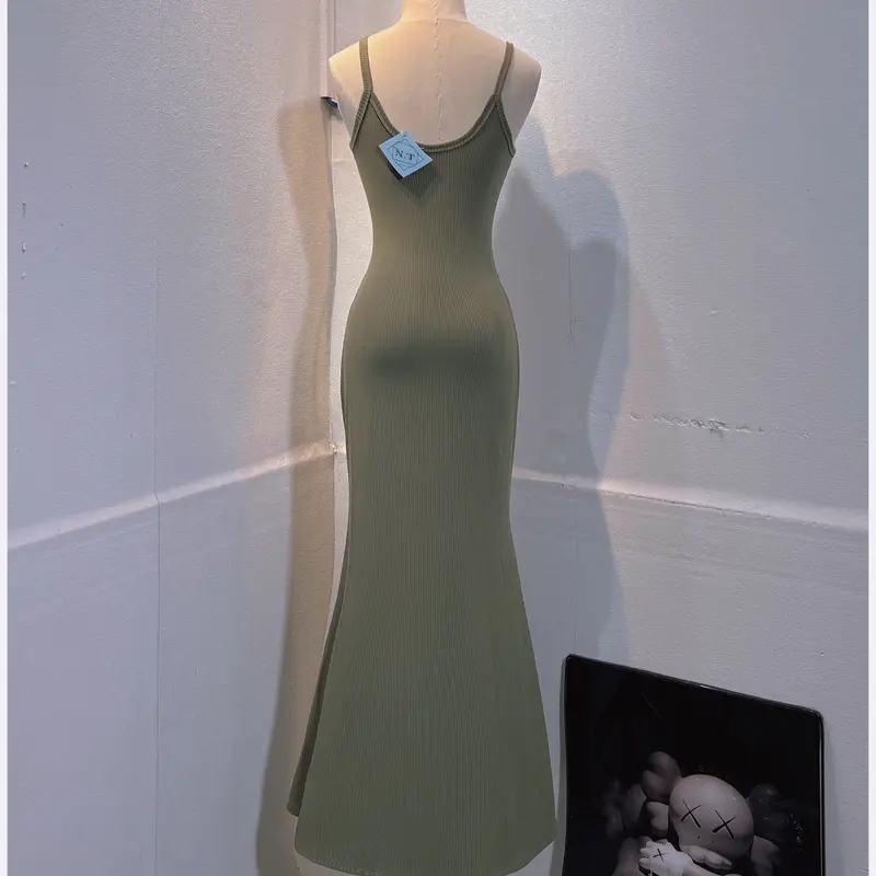 D151 [SALE] Đầm body gân trung co giãn mạnh dáng dài đuôi cá Dress 3
