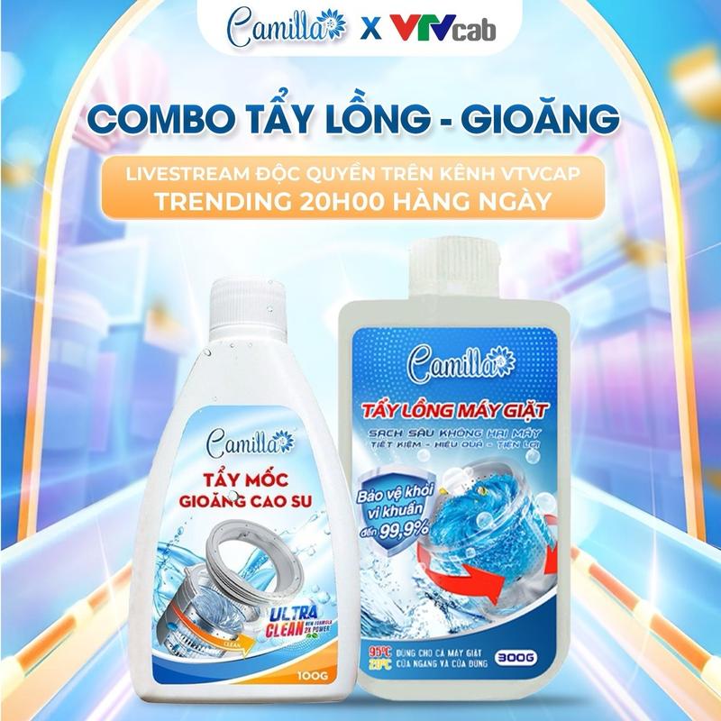 Set 01 Chai Tẩy Mốc Gioăng Cao Su Máy Giặt Tủ Lạnh Camilla 100Gr Dạng Bột + 01 Chai Vệ Sinh Lồng Máy Giặt Camilla 300gr Dạng Bột Giúp Máy Giặt Sạch Sâu Loại Bỏ Vi Khuẩn Làm Sạch