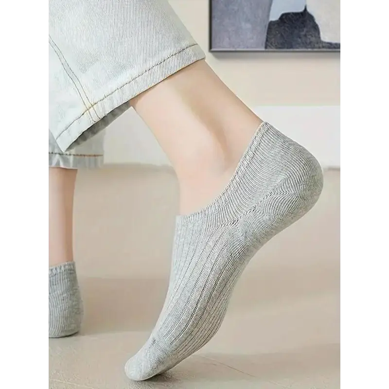 Women's Solid Color Ankle Socks, Casual Moisture Wicking Socks, Soft Comfy Breathable Socks for All Seasons Daily Wear Menswear Beige 5