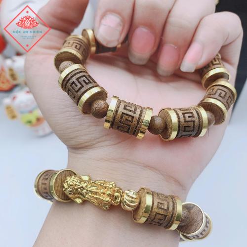Lắc trầm hương kết hợp tỳ hưu LTH01 - mùi thơm ngọt  điêu khắc chữ vạn 0
