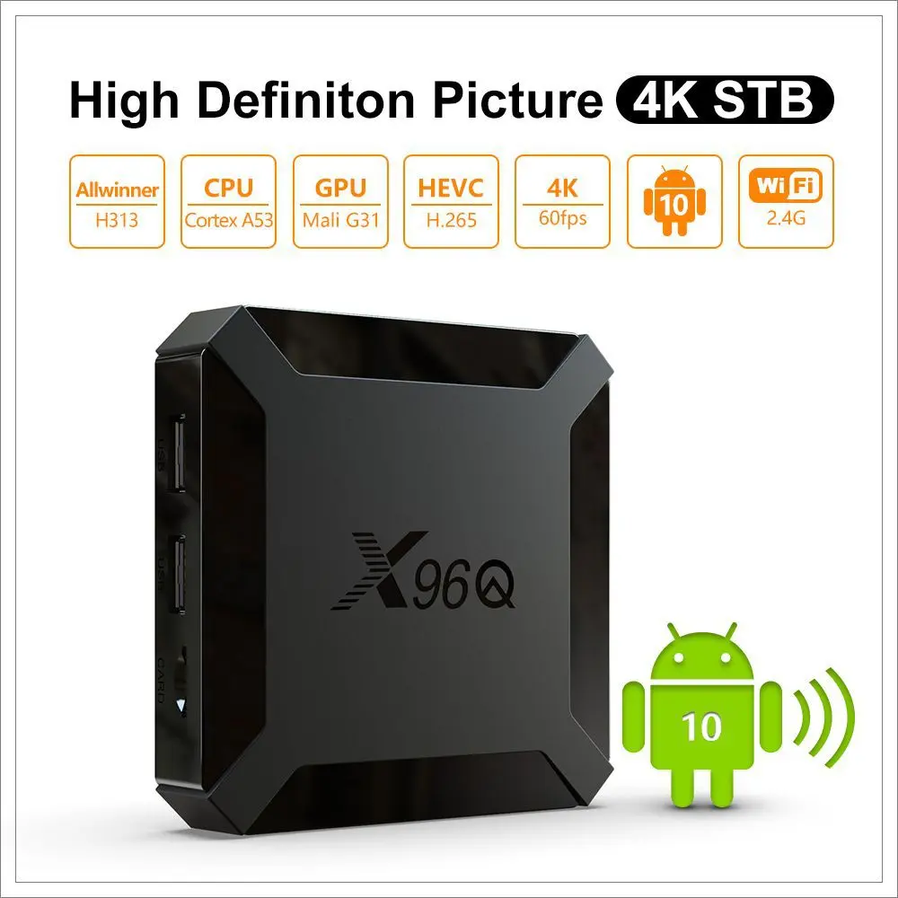 Allwinner h313, x96q Android 10 TV box set top box support 2.4G WiFi, HD 4K, suitable for Intl, TV box