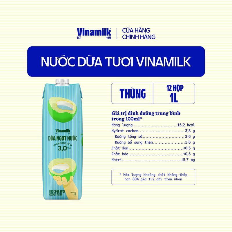 Thùng 12 hộp Nước dừa tươi Vinamilk 1L 3