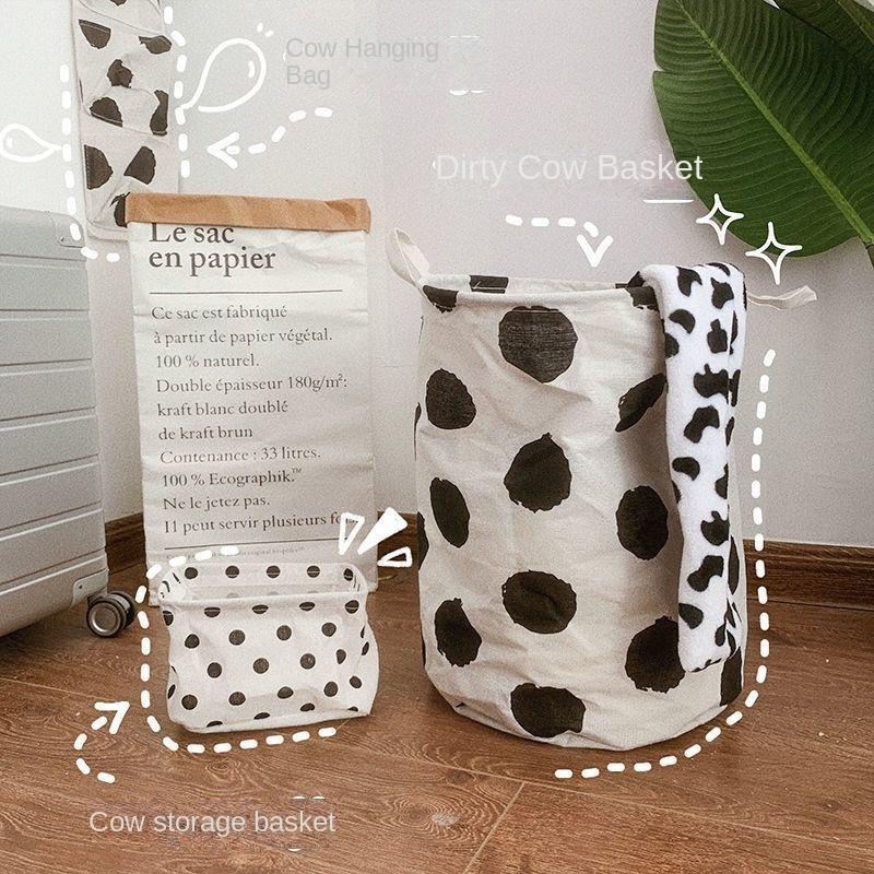 Product Introduction of Dirty Laundry Basket Ins Foldable Dirty Laundry Bin Cow Design Dirty Laundry Hamper Dormitory Special Dirty Laundry Basket Storage Basket 6