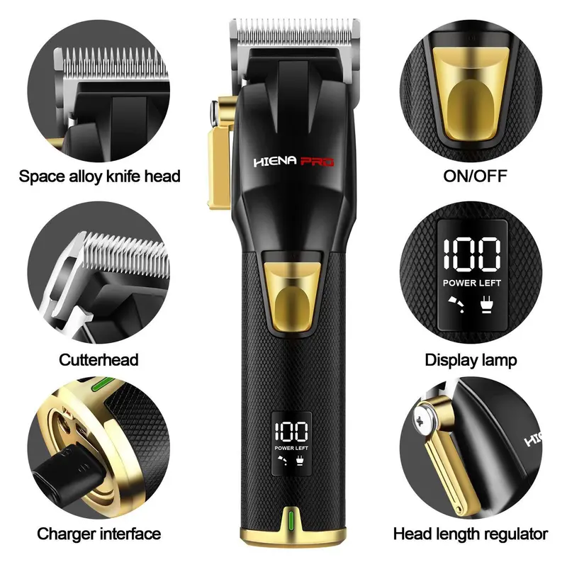 Professional Hair Trimmer Kit, 1 Set Rechargeable Hair Clipper & Trimmer & Shaver & Accessories, Electric Hair Trimmer for Men, Barber Equipment 2
