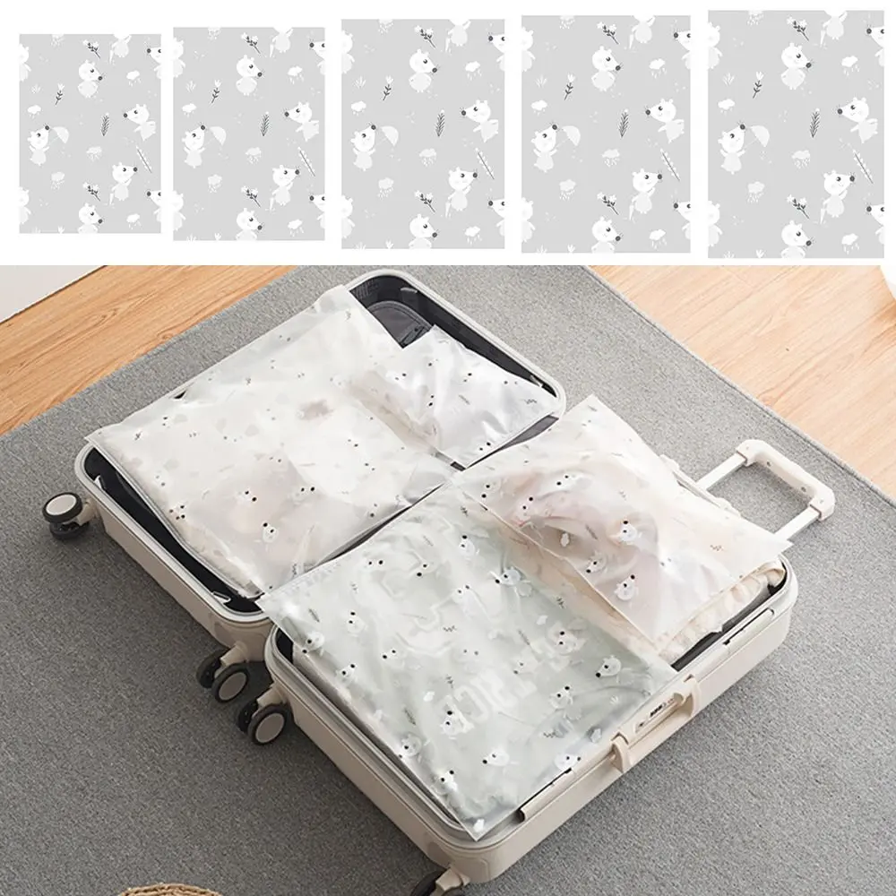 Wear-resistant PE Storage Bag Transparent Multi-sizes Travel Luggage Sorting Bag Cartoon Rat Underwear Cosmetics Zipper Sealing Bag