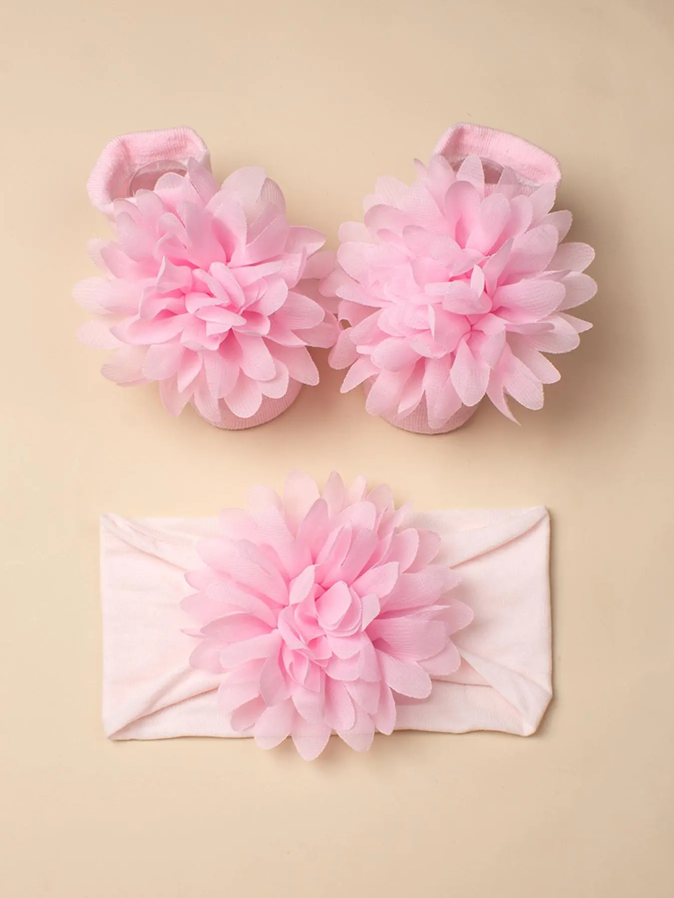Baby's Cute 3d Flower Decor Hair Band & Ankle Socks Set, Newborn Infant Kids 1 Piece Hair Band & 1 Pair Comfortable Socks, Soft Comfy Hair Accessories & Breathable Socks for Baby Girls & Boys