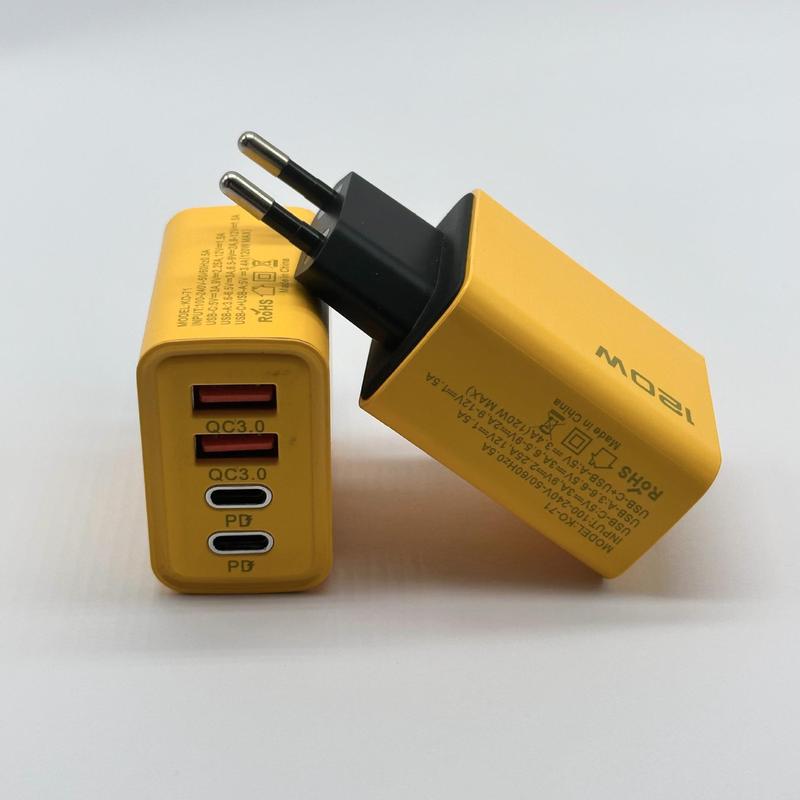 Bộ sạc sạc nhanh,  USB kép + Type-C kép, Sạc nhanh PD Nhiều Cổng, Tiêu chuẩn Hoa Kỳ và Châu Âu, Tương thích với các thiết bị đầu cuối sạc Phụ Kiện Phone 120W 6