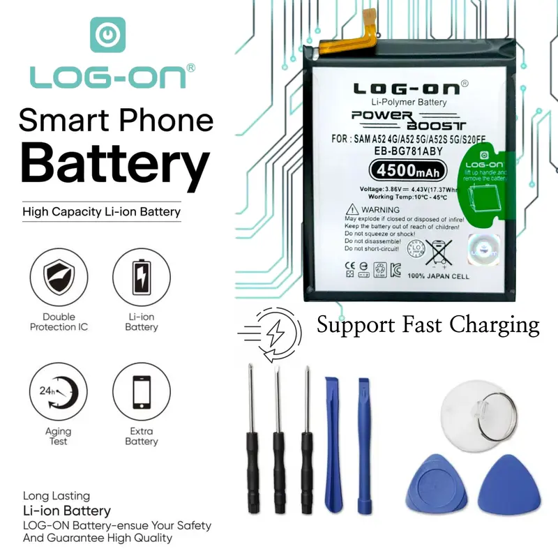 Baterai Log On EB-BG781ABY Untuk Samsung A52 / A52s / S20 FE Power Boost - Kapasitas 4500mAh Original Battery Batre - 1 Tahun Garansi 0