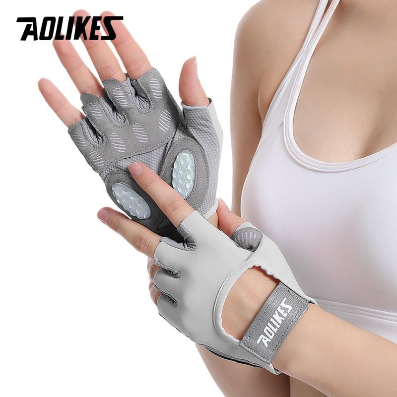 Găng Tay Tập Gym Aolikes Hở Ngón Chống Trượt Tập Gym Tập Yoga AL121 Silicon Nam Bao Tay Chống Trơn Cao Su Cao Su