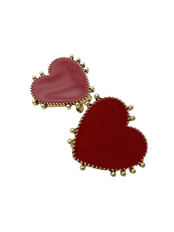 Red Enamel Heart Shaped Earrings, Fashionable Jewelry for Women, Trendy All-match & Exquisite Jewelry for Birthday Gift 2