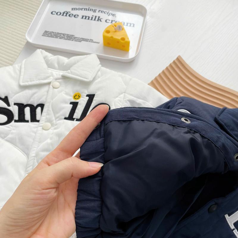 Áo Khoác Thêu Chữ S.m.i.l.e BUN.BON KIDS, Áo Phao Trần Bông Cho Bé Từ 8-20Kg 5