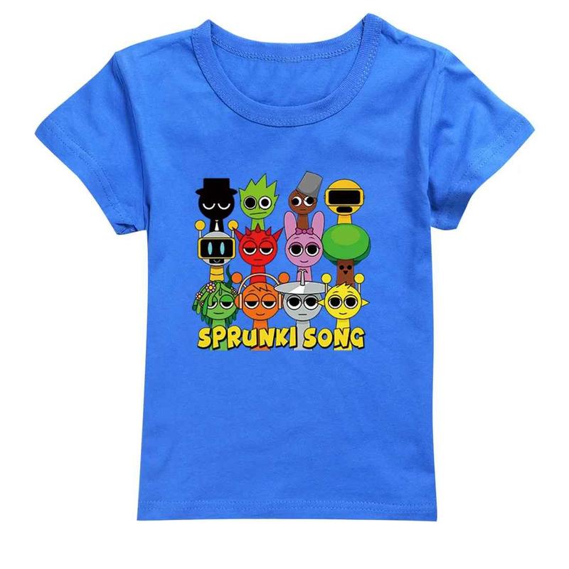 Áo thun trẻ em Áo POLYCOTTON mát mịn In Hình SPRUNKI SONG cho bé trai và bé gái Vải Cotton Baby Tee Women Top Voi Cổ Tròn Heart áo  baby áo  baby áo  len Flower 5