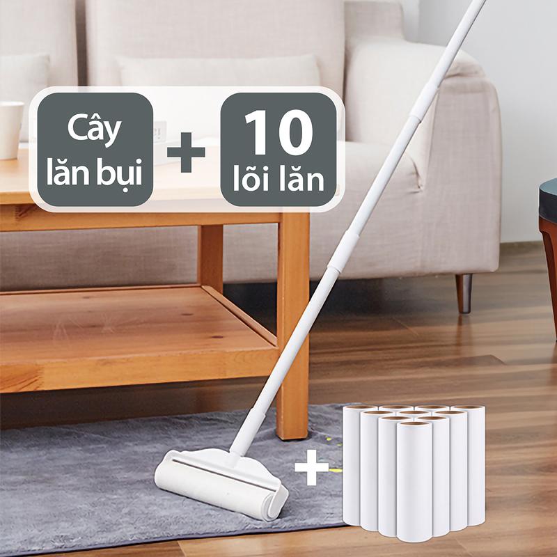 Combo cây lăn bụi cán dài Living C, lõi lăn 24cm, làm sạch quần áo, ga giường, sofa, lông chó mèo