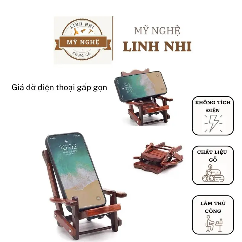 Giá Đỡ Điện Thoại Di Động Hình Chiếc Ghế Làm Bằng Gỗ Có Thể Gấp Gọn