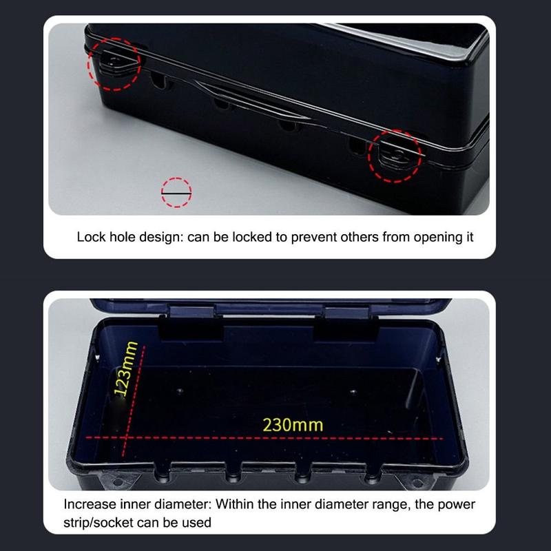Product Introduction of Portable Plastic Plug Box Anti-theft Waterproof Cable Management Box Protect Outlet Weatherproof Power Strip Storage Box Outdoor 14