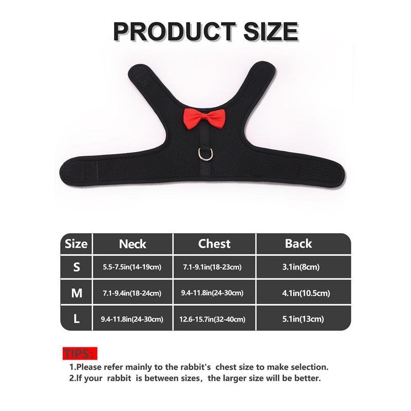 Bow Design Rabbit Harness With Leash, Adjustable Breathable Rabbit Harness, Pet Supplies For Indoor and Outdoor Walking, Small Animal Supplies 4