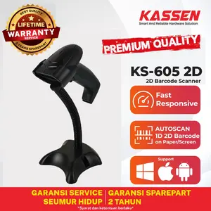SCANNER BARCODE 1D&2D AUTO SCAN&SENSE KASSEN KS-605 2D KABEL USB+STAND