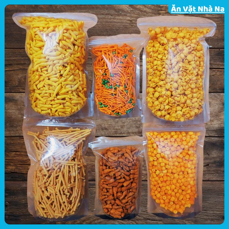 Combo 6 món (3kg Đủ, Miễn Phí Vận Chuyển) Xương Chó 500g - Nui Chiên Bơ 500 g - Tăm Que Ngó Sen 500g - Tăm Đậu Hà Lan 0.5kg - Bim Cá 0.5 kg - Đùi Gà Cay Giòn 500gr Snack Ăn Vặt Food Thức Ăn