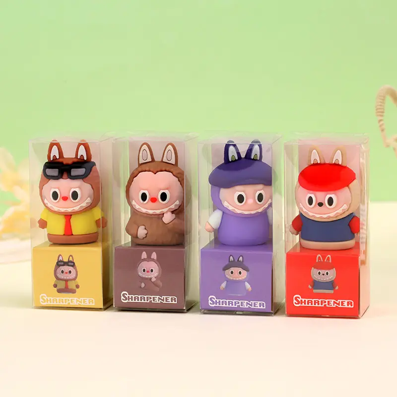 Cute labubu pencil sharpener soft glue pencil sharpener primary school student stationery children's small gifts