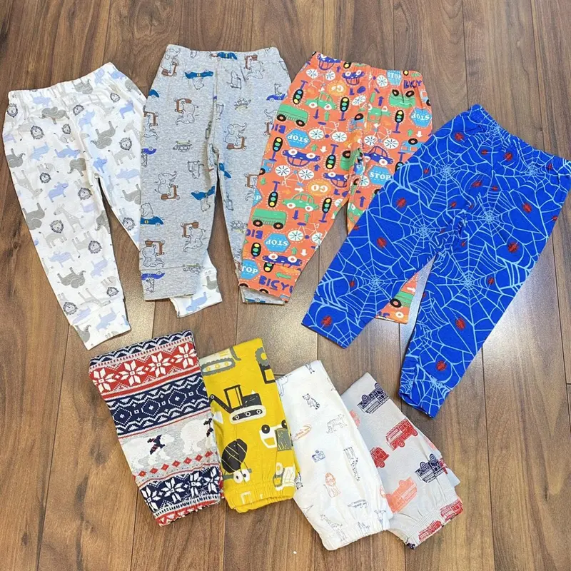 Set 10 Quần Dài Thun Cotton Cho Bé Nhiều Họa Tiết Dễ Thương Vải Mềm Mát Co Giãn Thoải Mái Chống Muỗi 2