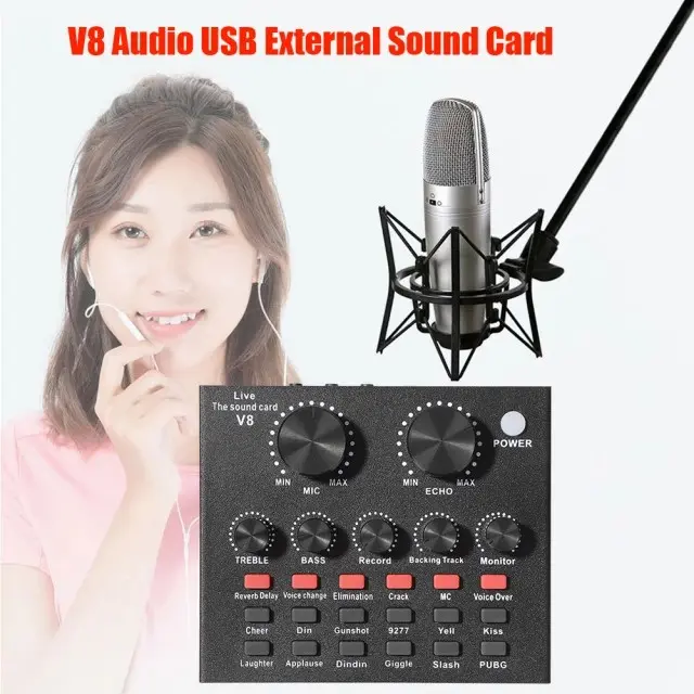Sound card V8 Bluetooth Mixer SoundCard V8 Audio Interface USB External Soundcard Live Broadcast Microphone Headset V8 4