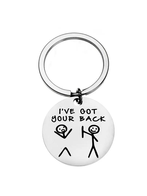 Fashion Letter Pattern Slogan Metal Keychain, Round Shaped Stainless Steel Keychain for Men & Women, Gift for Friends, Personalized Gifts, Trendy Accessory for Anniversary Birthday Gift 8
