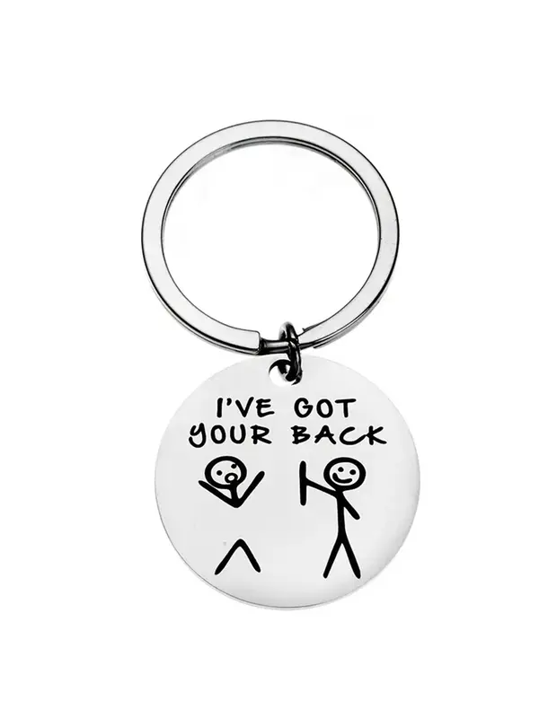 Fashion Letter Pattern Slogan Metal Keychain, Round Shaped Stainless Steel Keychain for Men & Women, Gift for Friends, Personalized Gifts, Trendy Accessory for Anniversary Birthday Gift 8