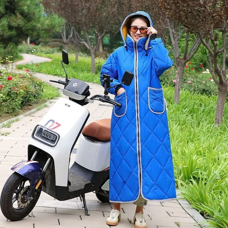 Tấm Chắn Gió Xe Đạp Điện Mùa Đông, Hàng Mới Về, Lót Lông Cừu, Dày Dặn, Đi Xe Đạp Ngoài Trời, Chống Thấm Nước, Chống Lạnh, Áo Gió Ấm Áp 4