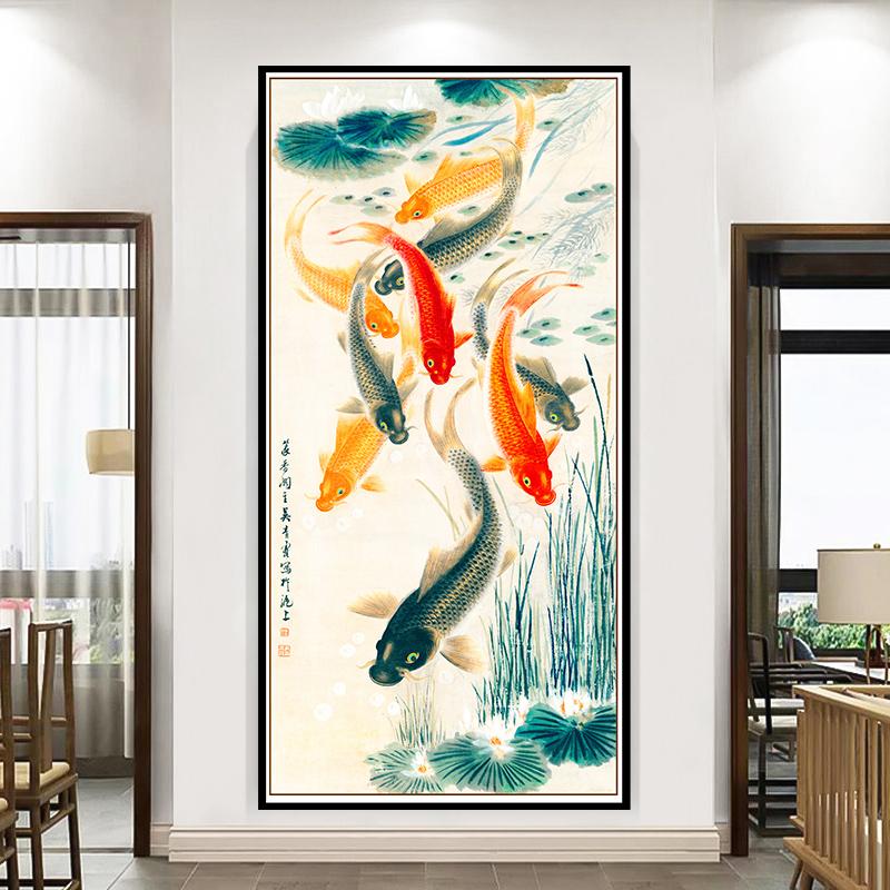 Nine Fish Decoration Painting 3d Self Adhesive Wallpaper for Living Room Entrance Bedroom Corridor Home Decor Wall Sticker Wall Paper 0
