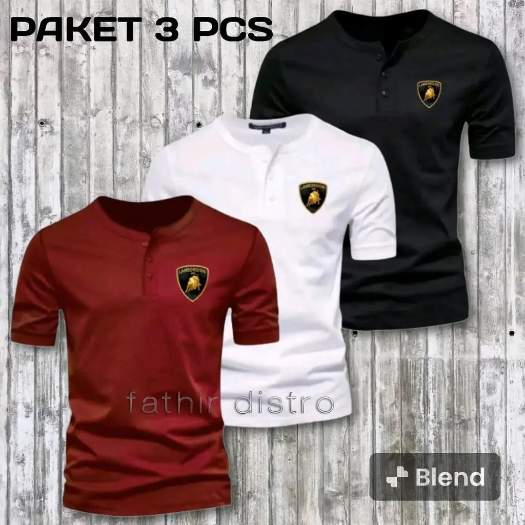 PAKET HEMAT 3 PCS KAOS KANCING PENDEK SABLON LMG/KAOS DISTRO TERLARIS/KAOS KATUN PRIA TERBARU elegan yellow sub