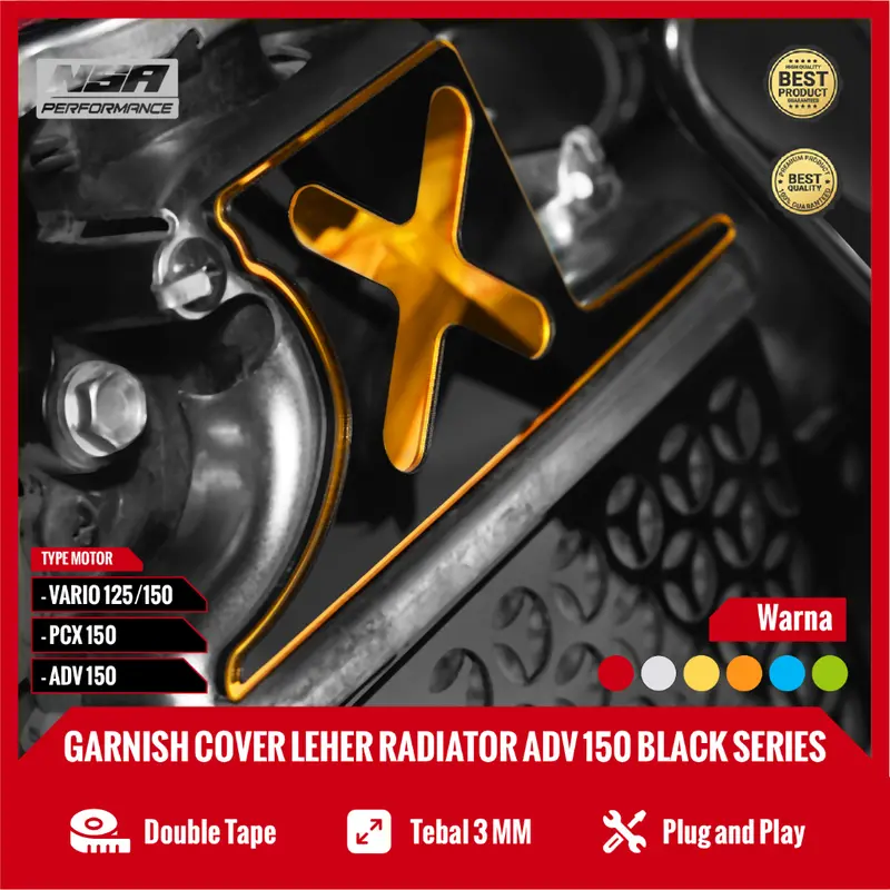 NSA GARNISH COVER LEHER RADIATOR BLACK SERIES VARIO PCX ADV STYLO Leher Radiator Honda 125/150/160 Aksesoris NSA Performance Akrilik Engine Laser Motor Motorcycle 4