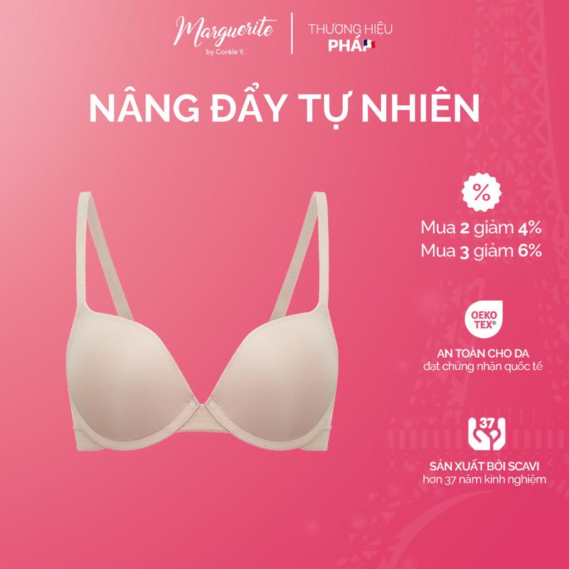 Áo ngực nâng vừa, mút 2cm có gọng, lưng phối lưới thoáng khí chuẩn quốc tế OEKO-TEX | Corèle Pháp 31141