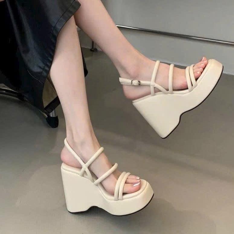 Cao gót sandal xuồng 4 dây da mềm 10 cm - BMS226