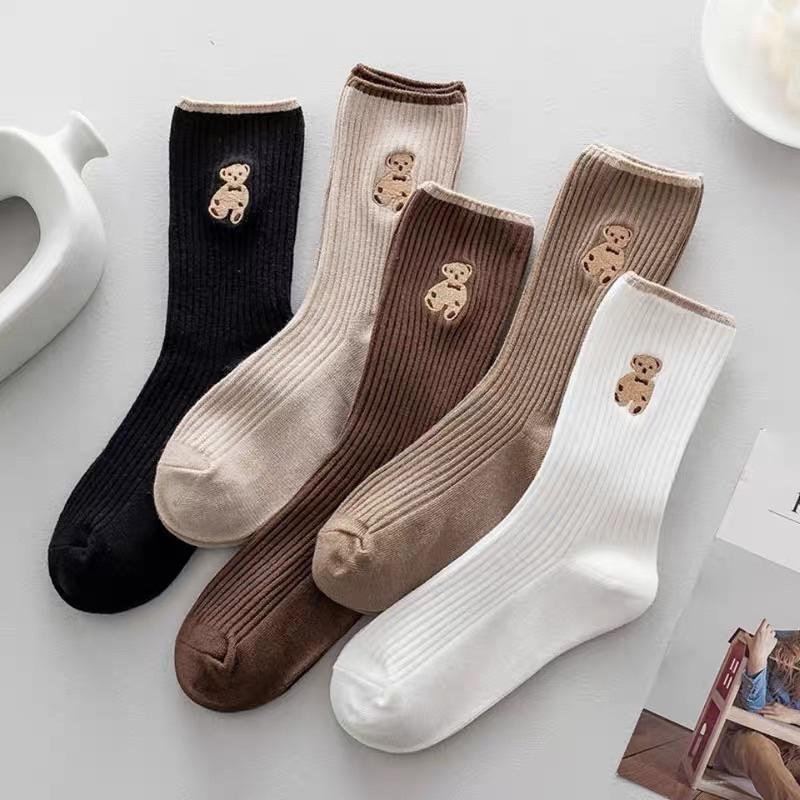 Product Introduction of [Set 10 Đôi] Tất Vớ dệt kim cổ cao thêu gấu Phong Cách Vintage Hàn Quốc Nữ Cotton Women (TẤT GẤU NÂU) 16