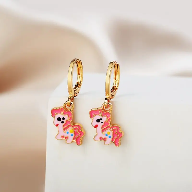 Y440 Anting Anak Kartun Lucu Pink Unicorn Earring Hadiah Ulang Tahun Untik Anak kids fashion  costume 1