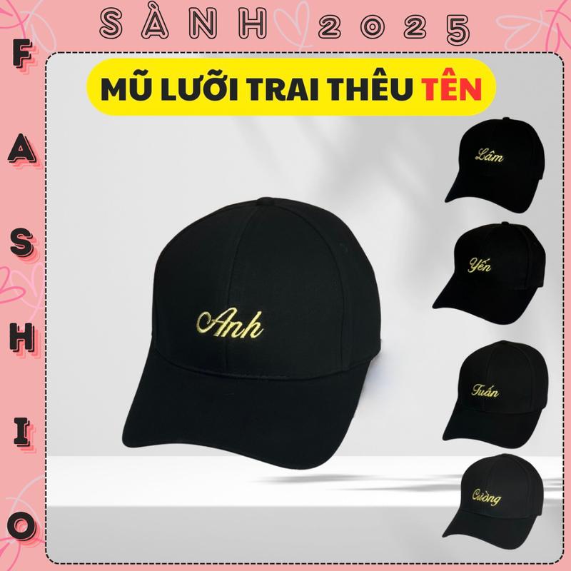 0 Thêu Yêu Cầu Mũ lưỡi trai thêu tổng hợp TÊN cao cấp chất kaki form unisex nam nữ_sanhfashion