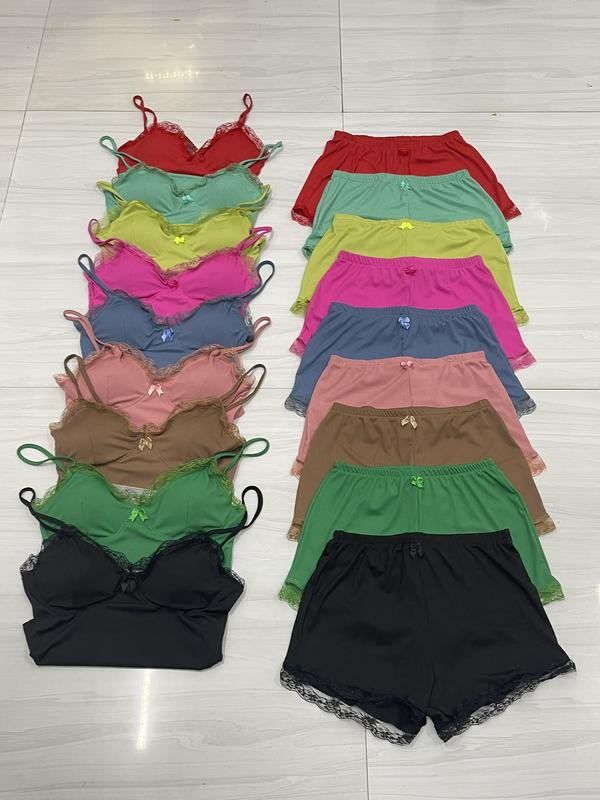 SET ĐỒ BỘ BIGSIZE ÁO 2 DÂY PHỐI REN + QUẦN PHỐI REN S641 (TÁO ĐỎ BIGSIZE 55-90KG) 4