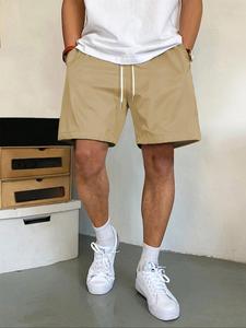 Pantalones cortos de hombre de color sólido, ajuste regular, cómodos y casuales para el verano; pantalones cortos de hombre para uso diario