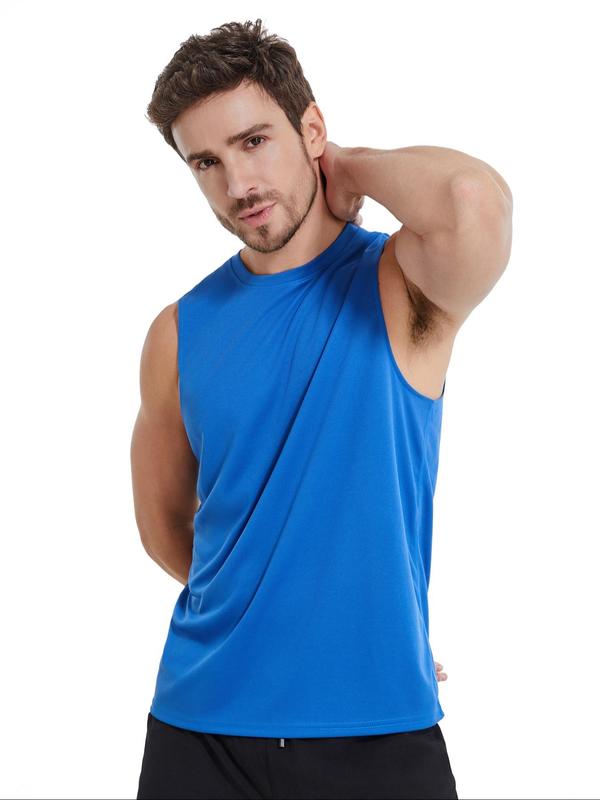 Men's 5pcs Solid Round Neck Sports Vest, Breathable Comfortable Quick Drying Sweat-absorbing Tank Top for Running Indoor Outdoor Exercise Basketball Training, Sport & Outdoor Clothing for Summer, Gym Clothes, Workout Tops 7
