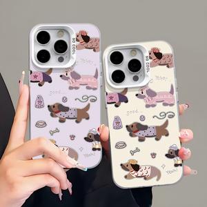 Purple-clothed dachshund, suitable for Apple phone case, iPhone 15 hard case, iPhone 14 creative, iPhone 13 large hole, iPhone 12 cute and anti-drop