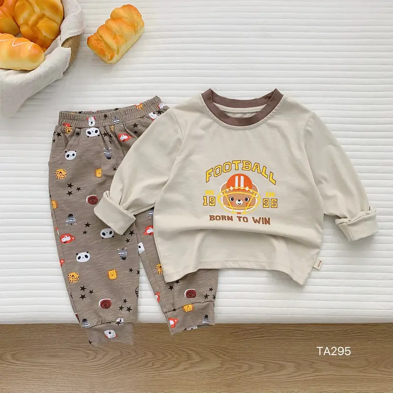 305-Bộ cotton dài tay bé trai size 80-130 (9-23kg) Vải Cotton Cho Bé 6