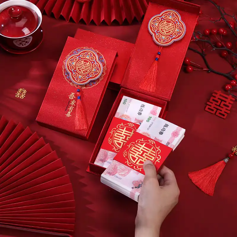 Hộp nạp tài Sính Lễ cưới Hoạ Tiết In 3D Cao Cấp tặng kèm giấy niêm phong 2