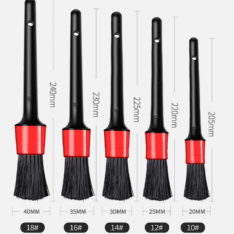 Bộ 5 Chổi Cọ Đen Rửa Xe Máy Ô Tô Đa Năng, Cọ Rửa Vệ Sinh Khoang Máy, Nội Thất
