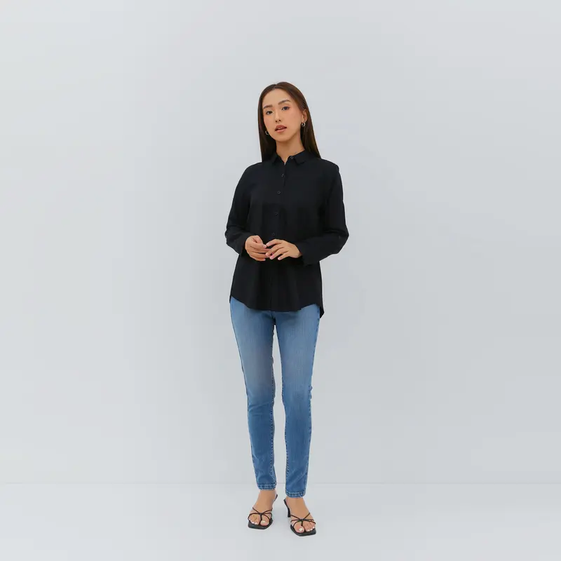 Geela Official - Afshin Black Shirt (G.11647) - Kemeja Wanita 4