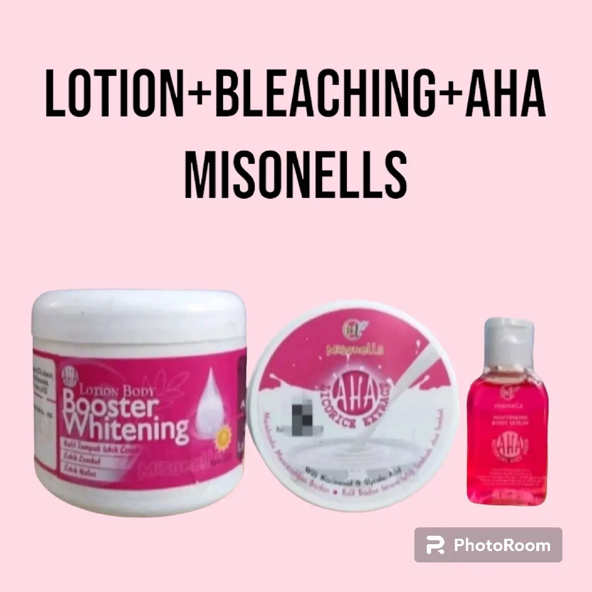 misonells lotion whitening 250gr- bleaching 100gr-aha serum 30ml
