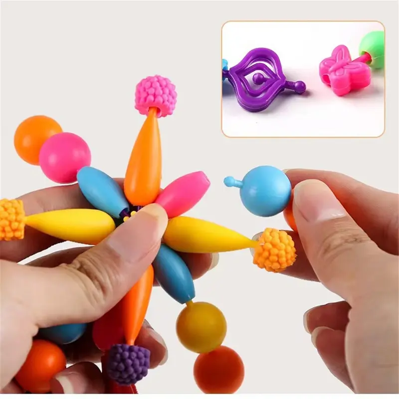 Đồ Chơi Bộ Ghép Hình Giáo Dục Thủ Công Hạt Tự Làm, Vòng Tay Không Dây, Vòng Cổ Và Nhẫn, Dành Cho Bé Gái, Tặng Kèm Dây Buộc Tóc, Vòng Tay Và Nhẫn, Bộ 3 Món, Miễn Phí 2