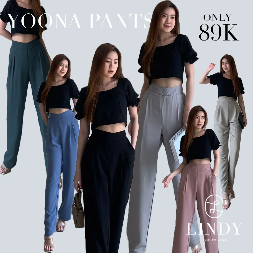 LINDY Yoona Pants - Celana Panjang Wanita Anti Kusut Outfit Kerja Casual Korean Style