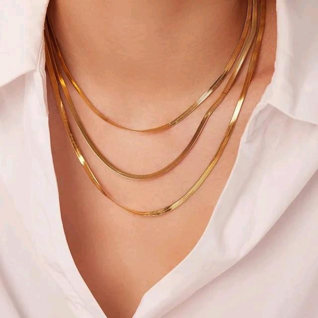 kalung wanita tiranium model pipih stainless steel Laki-laki 0